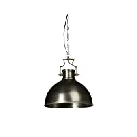 relaxdays 10019222 luminaire lampe à suspension style industriel hxlxp 145 x 40,5 x 40,5 cm abat-jour forme de cloche et chaîne en métal douille e27 40w plafonnier, gris argenté