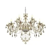ridgeyard baroque salon lustre en cristal,15 lumières suspension en cristal k9 avec chaîne réglable pour chambre à coucher, salon, salle à manger, hôtel, couloir (e14, couleur cognac)