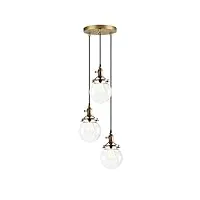 pathson - lustre à loft pour bar, de style industriel vintage et en forme de grappe - plafonnier suspendu à trois lampes en globe de verre