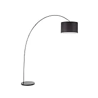 lampadaire à arc modèle 6304n perenz cette lampe de sol est fabriquée avec un cadre en métal peint blanc et abat-jour en tissu noir