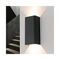 applique murale en métal graphite pour couloir salon h:23 cm gu10 minimaliste moderne élégante up & down chambre bergen