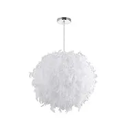 lustre suspension en plume, lustre a plume, diamètre 30cm e27 - blanc