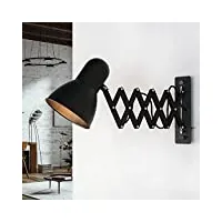 licht-erlebnisse applique murale intérieure en métal noir bureau salon h:24 cm e27 réglable lampe murale rétro extensible chambre harmony
