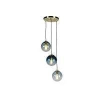 qazqa pallon - suspension - 3 lumière - Ø 450 mm - laiton - art deco - éclairage intérieur - salon i chambre