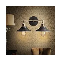 5151buyworld modern vintage loft lampe mur métal têtes double laiton lumière rétro country style e27 sconce luminaires 110v / 220v [blanc]