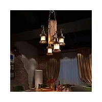 lustre vintage loft industriel lustre de bar lustre personnalité créative salon lustre en bois et métal hauteur réglable e27 lustre restaurant restaurant salon cuisine café