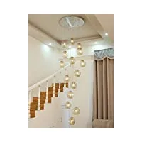 bds lighting 15 boules de verre escalier lustre long pendentif lumière duplex bâtiment grand lustre salon villa creux moderne escalier minimaliste lampe 60x300cm