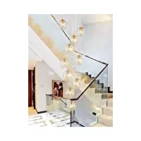 bds lighting 10 boules de verre escalier lustre long pendant lumière bâtiment duplex grand lustre salon villa creux moderne escalier minimaliste lampe 40x200 cm