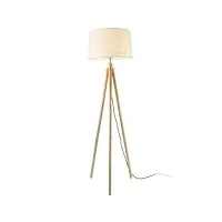 lux.pro lampadaire lampe à pied avec abat-jour bois métal tissu effet bois et blanc 153 cm
