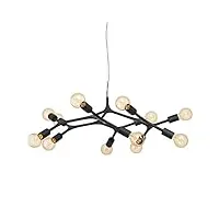 eglo suspension bocadella 98347 - 12 ampoules - style industriel - moderne - extravagant - en acier noir - lampe de table à manger - lampe de salon suspendue avec douille e27