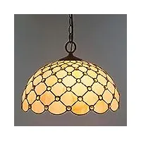yjmgrowing lampe à suspension en verre teinté de style tiffany de 12 po / 16 po luminaire suspendu rétro jaune pour l'éclairage d'allée de restaurant,110-240v, e27,40cm