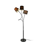 lux.pro lampadaire lampe sur pied avec 3 douilles métal et tissu 3 x e14 hauteur 146 cm 3 abat-jour marron noir gris armature noir