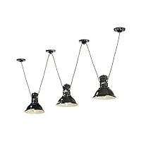suspension 3 lampes c1692 industrial 3 lumière finition vintage noir ferroluce