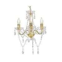 vidaxl lustre avec perles rond lampe suspendue plafonnier luminaire eclairage intérieur salon salle de séjour chambre à coucher maison doré