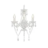 vidaxl lustre avec perles rond lampe suspendue plafonnier luminaire eclairage intérieur salon salle de séjour chambre à coucher maison blanc