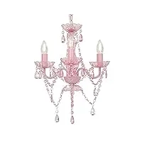 vidaxl lustre avec perles rond lampe suspendue plafonnier luminaire eclairage intérieur salon salle de séjour chambre à coucher maison rose