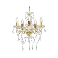 vidaxl lustre avec perles de cristal rond lampe suspendue plafonnier luminaire eclairage intérieur salon salle de séjour chambre à coucher maison doré