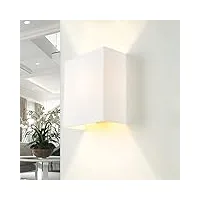 applique murale en tissu blanc pour salon chambre à coucher t: 10 cm e27 max. 60 w up & down anti-éblouissement carrée lampe murale loft confortable couloir alice