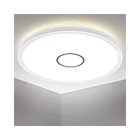b.k.licht plafonnier design rond Ø29cm, platine led 18w, éclairage plafond ultra-plat: 28mm, applique modern blanc-argenté, 2400lm, lumière blanche neutre 4.000k