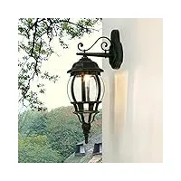 licht-erlebnisse lampe d'extérieur mur aluminium verre en noir vert ip44 jardin balcon h:54 cm e27 landhaus lanterne d'extérieur rustique lampe d'extérieur brest