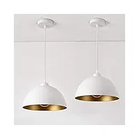lux.pro lot de 2 lampes à suspension Éclairage intérieur hauteur réglable métal diamètre 30 cm blanc doré