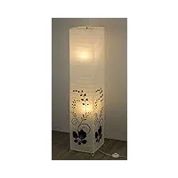 trango lampadaire design 1210l *greece* lampe en papier de riz *handmade* en blanc avec motif floral i incl. 2x 5 watt ampoule led e14 forme: carrée, hauteur: env. 125cm, lampe de salon papier de riz