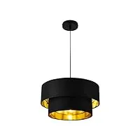 lux.pro lampe à suspendre moderne suspension design douille e27 60w en métal et textile diamètre 40 cm noir doré