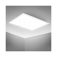 b.k.licht panel led ultra slim, plafonnier bureau, éclairage plafond, platine led 12w intégrée, 4000k blanche neutre, 1300lm, ultraplat 55mm, 295x295mm, blanc