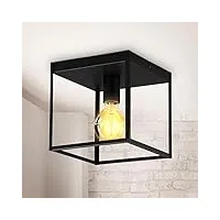 b.k.licht plafonnier cage métal noir, pour ampoule e27 de max 60w, ampoule non incluse, éclairage plafond vintage entrée, couloir, chambres ip20
