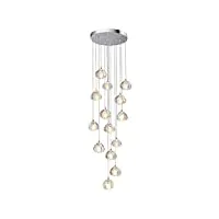 kjlars lustre moderne en cristal pendentif lumière led goutte de pluie suspendus lumières haut plafonnier luminaire pour salon salle À manger couloir hall escalier g4 ampoules (14 lumières)