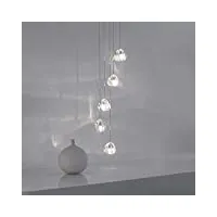kjlars lustre moderne en cristal pendentif lumière led goutte de pluie suspensions lumières haut plafonnier luminaire pour salon salle À manger couloir hall escalier g4 ampoules (5 lumières)