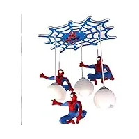 axfalo suspension pour chambre d'enfant - design spider-man - hauteur réglable - moderne - en verre - 3 ampoules - pour chambre d'enfant - e27 - 220 v