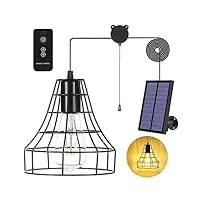 yumamei plafonnier solaire avec interrupteur marche/arrêt, lampe à suspension solaire basse tension, ampoule edison vintage avec télécommande