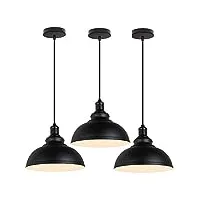 petites ecrevisses suspension vintage lustre abat-jour noir industriel luminaire led en métal 29cm e27 éclairage lampe de plafond (3 packs)