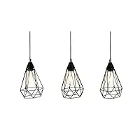 vente-unique - suspension filaire 3 lampes style scandinave euripide - métal - h. 132 cm - noir