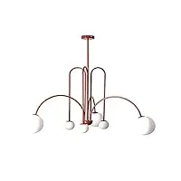 g9 (g9) lustre spoutnik,moderne nordique pendentif luminaire d'éclairage milieu du siècle lustre fer industriel fixation de lumière de plafond pour salle à manger salon-rouge 130 * 100cm