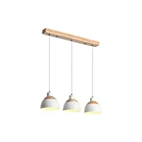 beasiu-eletro lampe de suspension en bois rétro 3-flammes lampe de restaurant blanc pendentif en métal suspendue à la hauteur de la salle à manger cuisine cafe bar lampe de pendelement, e27