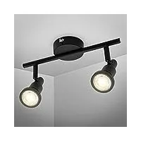 b.k.licht plafonnier applique led orientable 2 spots i 2 ampoules 4,8w 400lm gu10 incl. i ip44 i plafonnier lampe salle de bain
