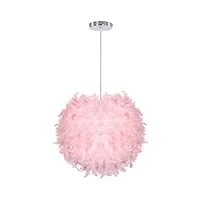 idegu lustre suspension Ø 30cm plafonnier lustre plume rose suspension luminaire pour chambre salon (rose)