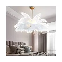 ernp plafonnier en plumes d'autruche, lustre en plumes blanches à 3 lumières creative e14 luminaire suspendu de luxe romantique couloir chambre luminaire-