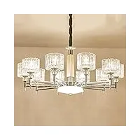 yesbtx les lampes meubles salon en acier chromé e14 led lustre lustre abat-jour en verre handelier Éclairage chaîne pendentif luminaires/6 lumières rondes