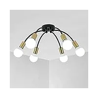 goeco luminaire plafonnier industrielle, lustre moderne en métal noir, lampe suspension vintage 6 lumières e27 base pour salon chambre cuisine, diamètre 55 cm (sans ampoules)