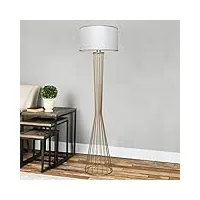 lux.pro lampadaire stylé lampe sur pied design métal tissu douille e27 luminaire intérieur hauteur 155 cm laiton blanc