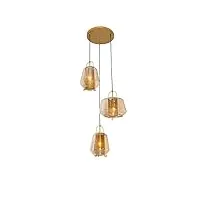 qazqa kevin - suspension - 3 lumière - Ø 55 cm - doré/laiton - art deco - éclairage intérieur - salon i chambre i cuisine i salle à manger