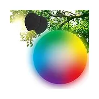 guirled - sphère solaire boule lumineuse led ip55 rgb premium xl - rechargeable soleil/secteur - télécommande - lampe de jardin - fixation dans les arbres - diffusion 360°- fabriquée en france - 65 cm