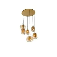 qazqa kevin - suspension - 6 lumière - Ø 90 cm - doré/laiton - art deco - éclairage intérieur - salon i chambre i cuisine i salle à manger