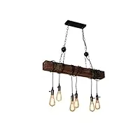 kohka lampe à suspension en bois vintage e27, lustre réglable en hauteur antique, pour salon, salle à manger, restaurant, cave, sous-sol (taille : 6 lampes)