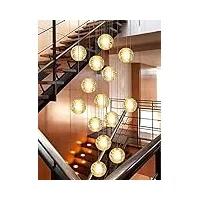 taxxii lustres de villa de luxe d'escalier 14 boules de verre multi lumières salon créatif moderne lampe de villa en verre appartement duplex escalier en colimaçon long lustre de villa de