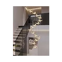 taxxii lustre de villa de luxe papillon en cristal moderne éclairage d'escalier en colimaçon led luxueux multi-suspension de 99 pouces de long lustre de villa de luxe à hauteur réglable p