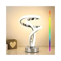 lightess lampe de chevet led, lampe de table tactile dimmable rgb, lampe chevet spirale moderne 10w, 7 couleurs pour chambre salon ambiance